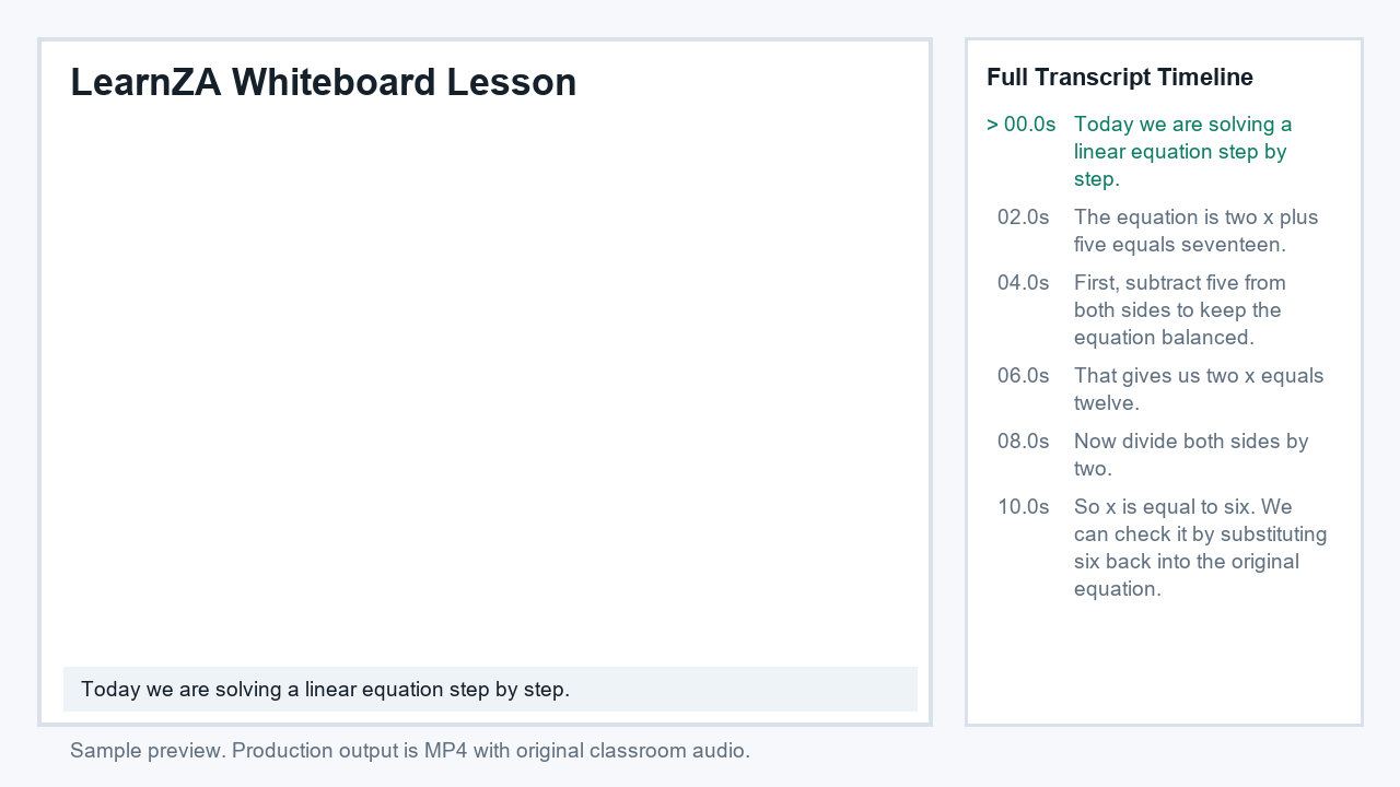 LearnZA whiteboard demo animation